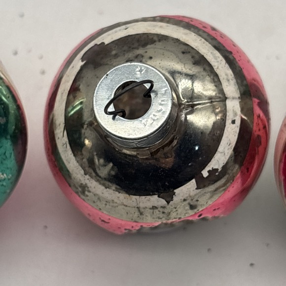 4- Vintage Hand blown Mercury glass ornaments UFO Double Indent Teardrop - Picture 14 of 16